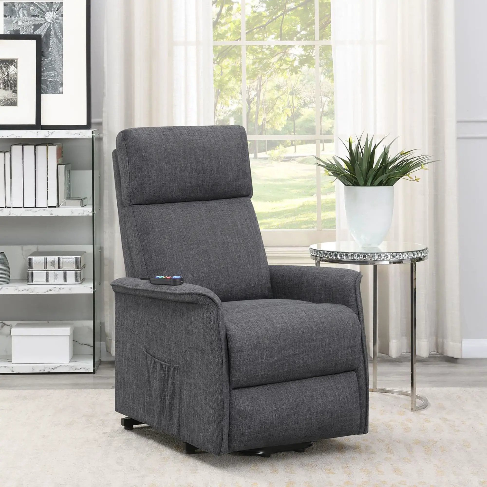 Upholstered Power Lift Recliner With Wired Remote by HouseOfZazla