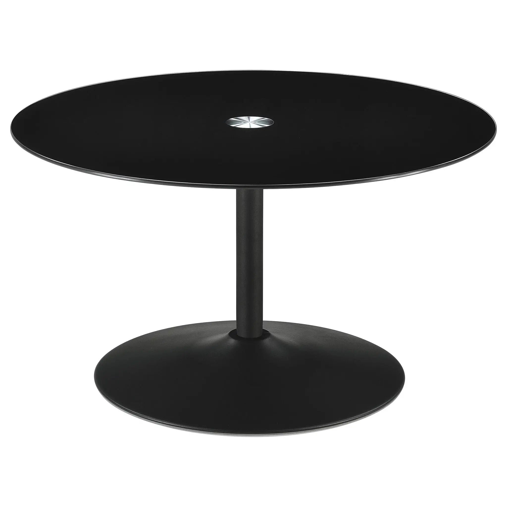 Ganso 3-piece Round Glass Top Coffee and End Table Set Black by Unique Piece Furniture