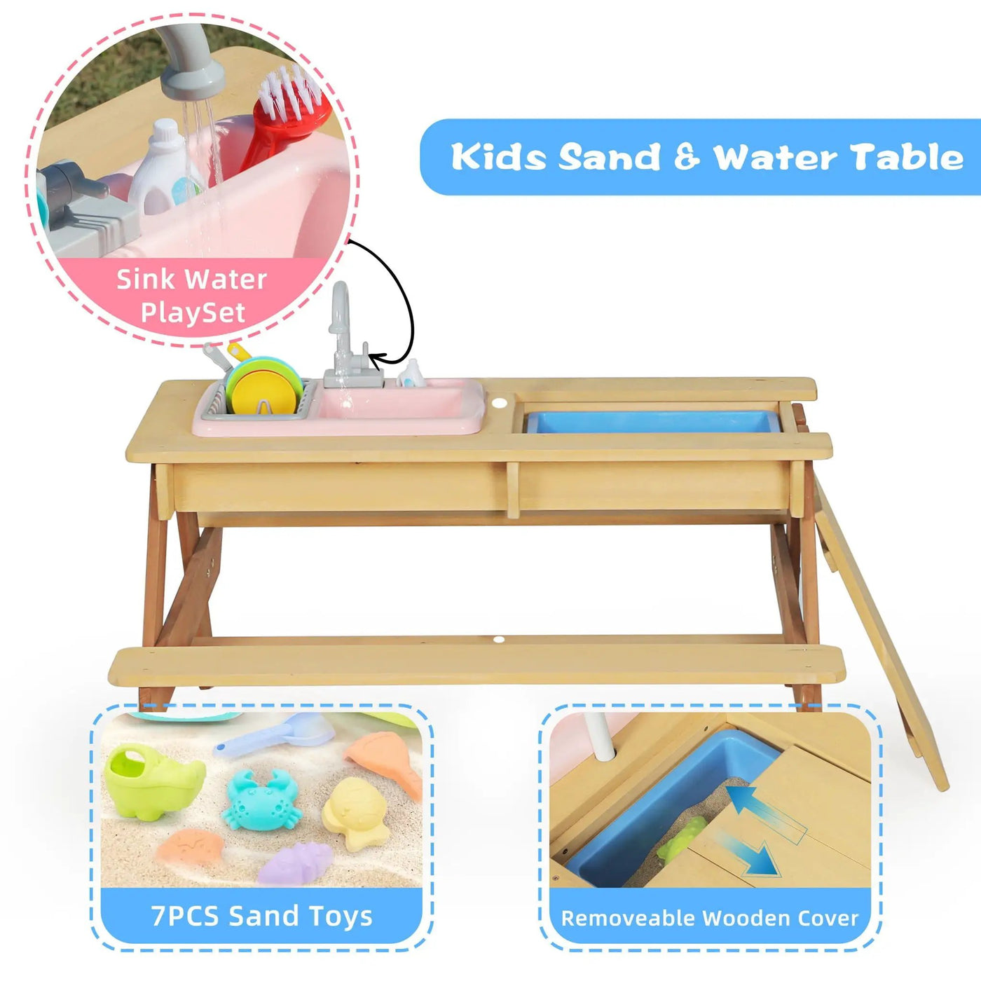 Kids Picnic Table With Sand and Water Table Conversion