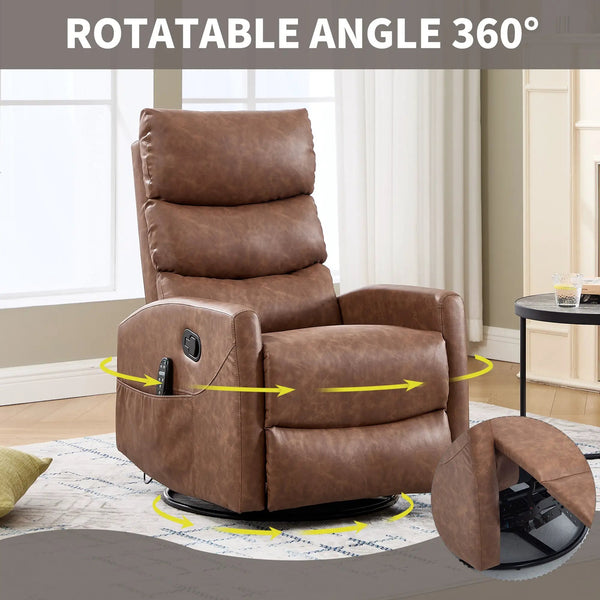 Heat Massage Manual Recliner Chair with Rocker and Swivel, photo 2 of 10