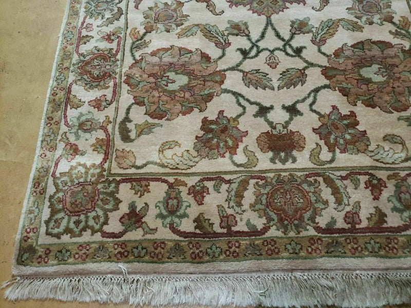 4x12 Vintage Oriental Runner Rug Hand Knotted Indian Agra Wool Tea Washed Beige by Jewel Rugs
