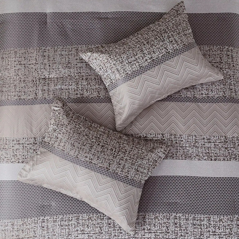 7 Piece Jacquard Comforter Set Grey/Taupe Queen by HouseOfZazla