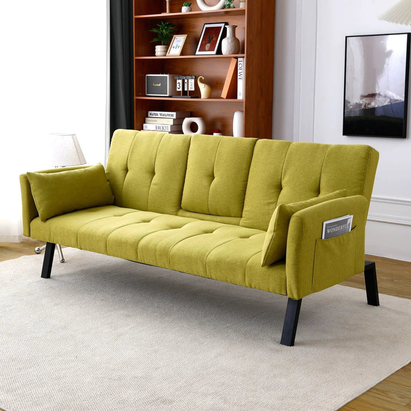 Sofa Bed With Foldable Design And Cup Holder - Green by HouseOfZazla