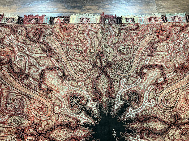 Antique Indian Kashmiri Shawl, Needlework, Signed By Masterweaver, Handmade, Rare by Jewel Rugs