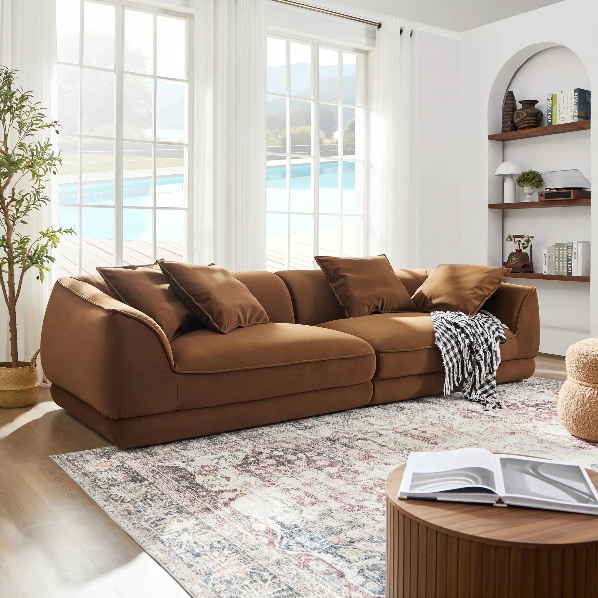 Nordic Modern Sofa With Removable Pillowcase, High Density Sponge Filling, 4 Throw Pillows by Unique Piece Furniture