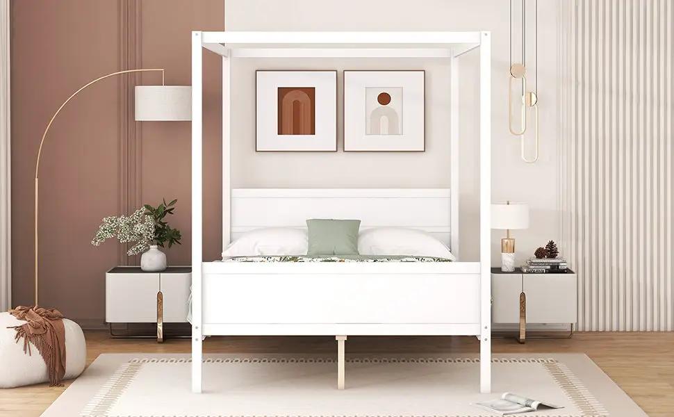 Canopy Platform Bed With Headboard And Footboard, Slat Support Leg by HouseOfZazla