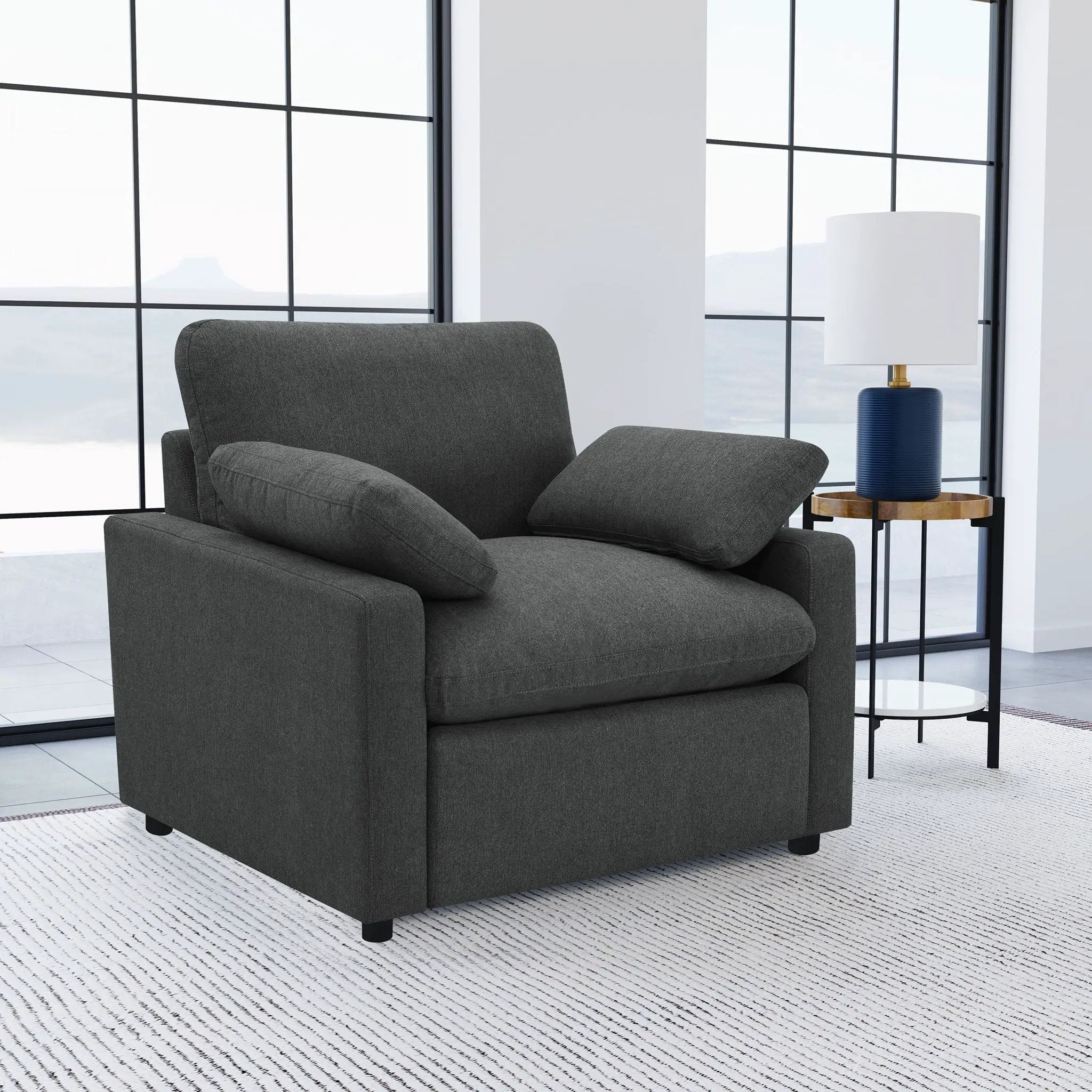 Collins Upholstered Power Recliner Chair Dark Grey by Unique Piece Furniture