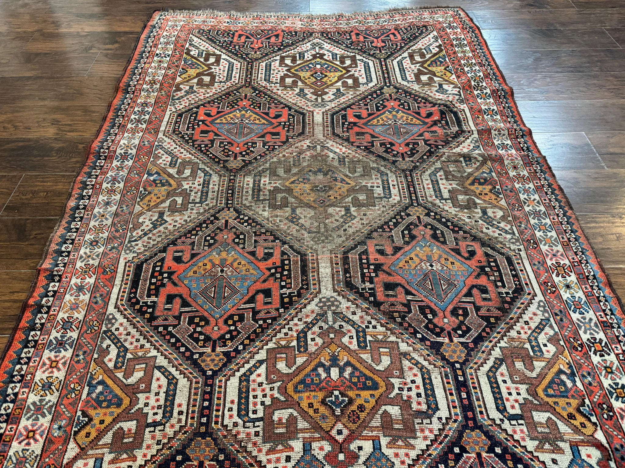 Antique Persian Qashqai Rug 5x8, Persian Tribal Rug, Khamseh Rug by Jewel Rugs