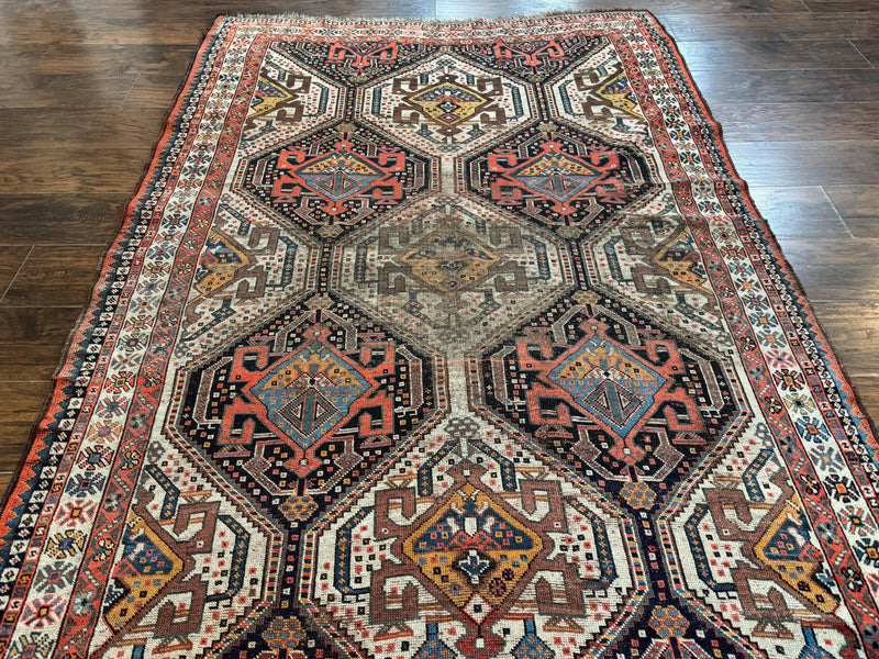 Antique Persian Qashqai Rug 5x8, Persian Tribal Rug, Khamseh Rug by Jewel Rugs