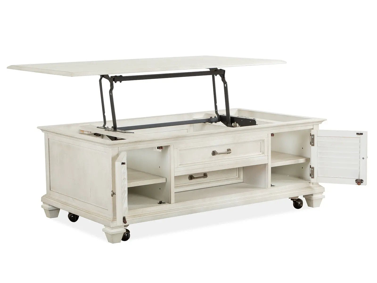 Newport - Lift Top Storage Cocktail Table (With Casters) - Alabaster by Unique Piece Furniture
