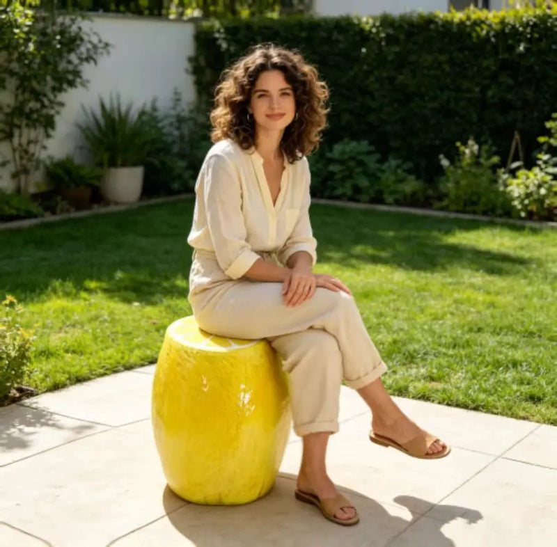 Yellow Lemon Fruit Stool by HouseOfZazla