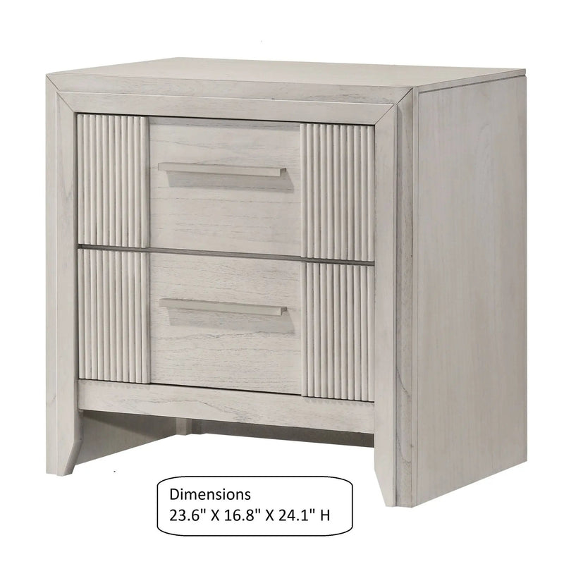 2 Drawer Nightstand With Bar Handle - Antique White by Unique Piece Furniture