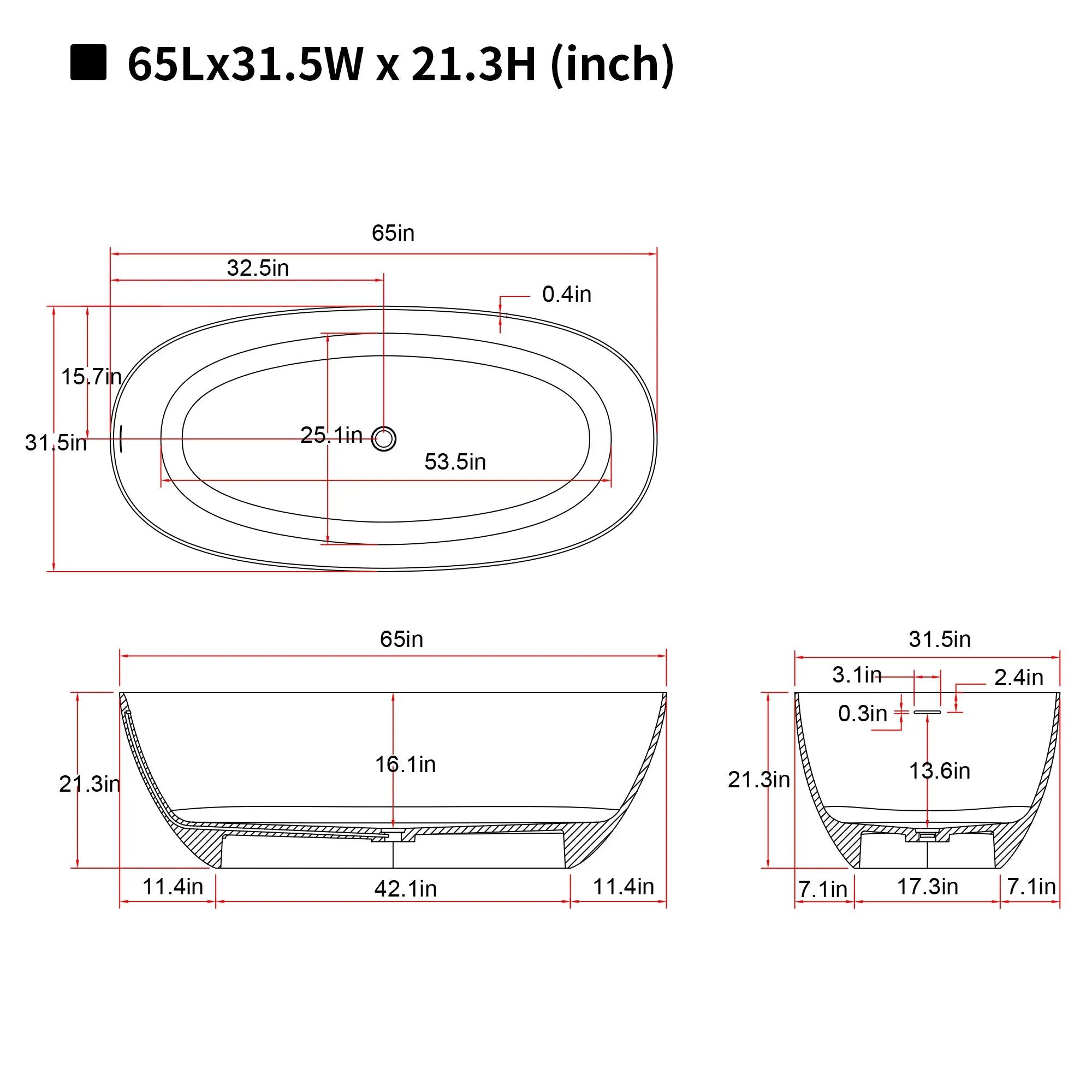 65'' Freestanding Bathtub by HouseOfZazla