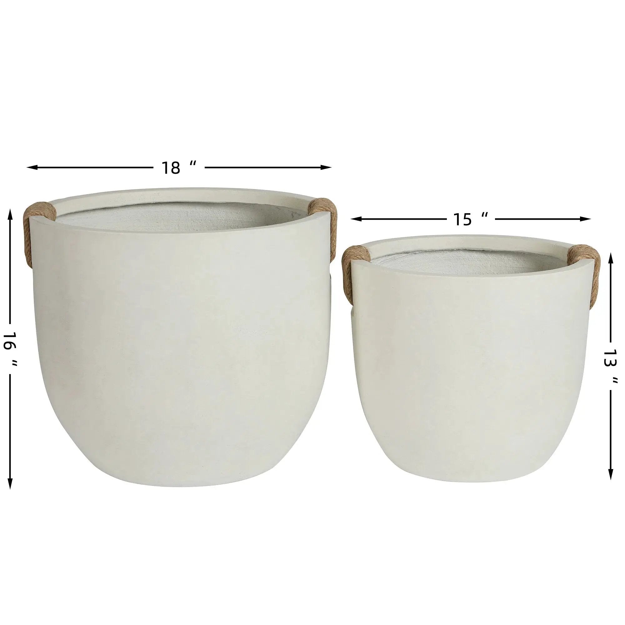 Round Concrete Planter Set of 2, Large Handmade Off White Pots by HouseOfZazla