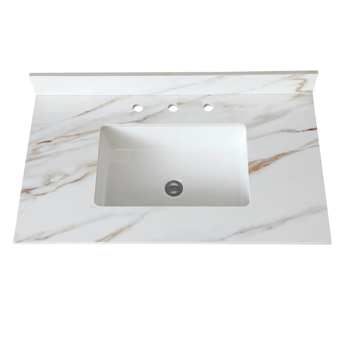 Vanity Top With Undermount Sink And Backsplash, Sintered Stone by HouseOfZazla