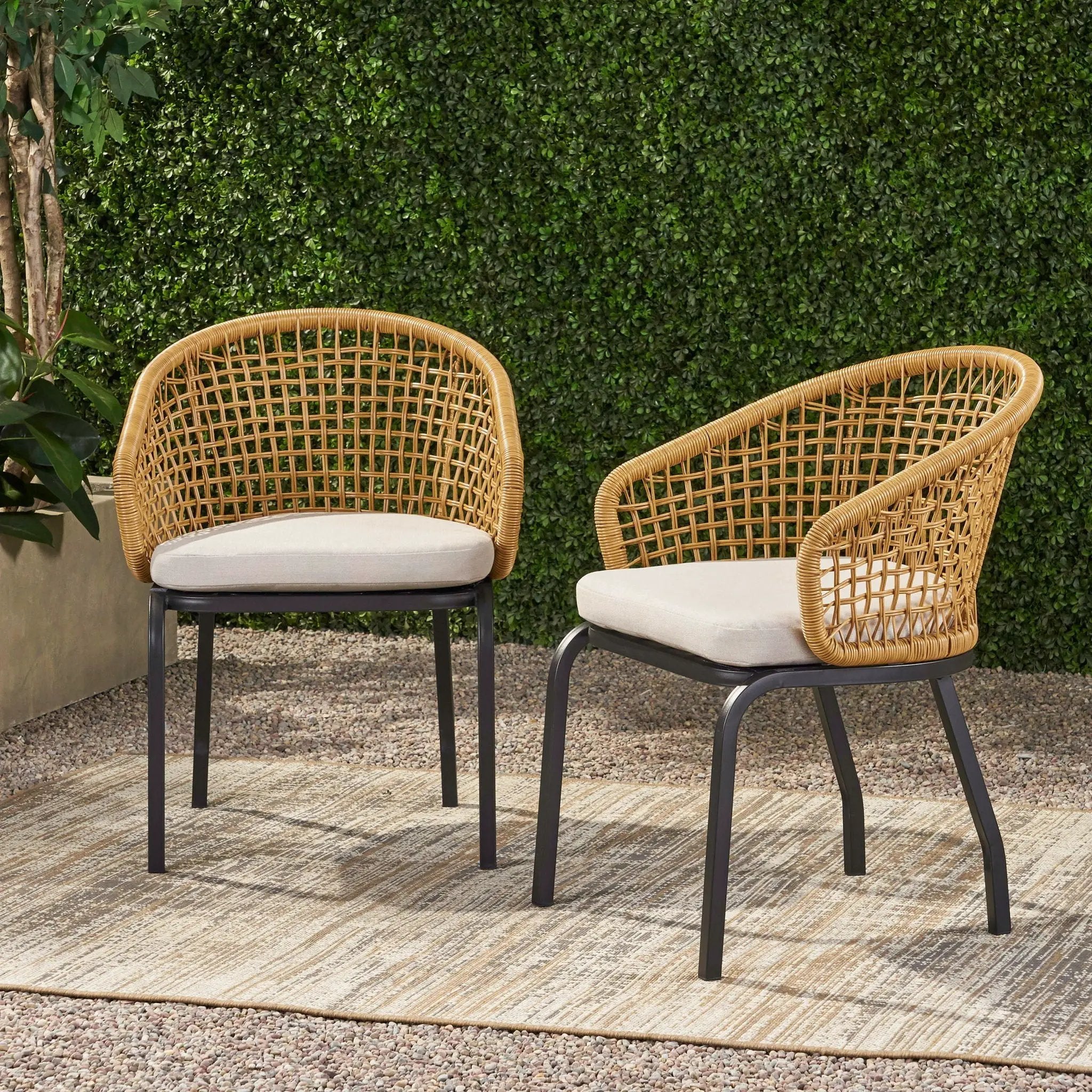 Outdoor Wicker Chair with Powder Coated Iron Legs by HouseOfZazla