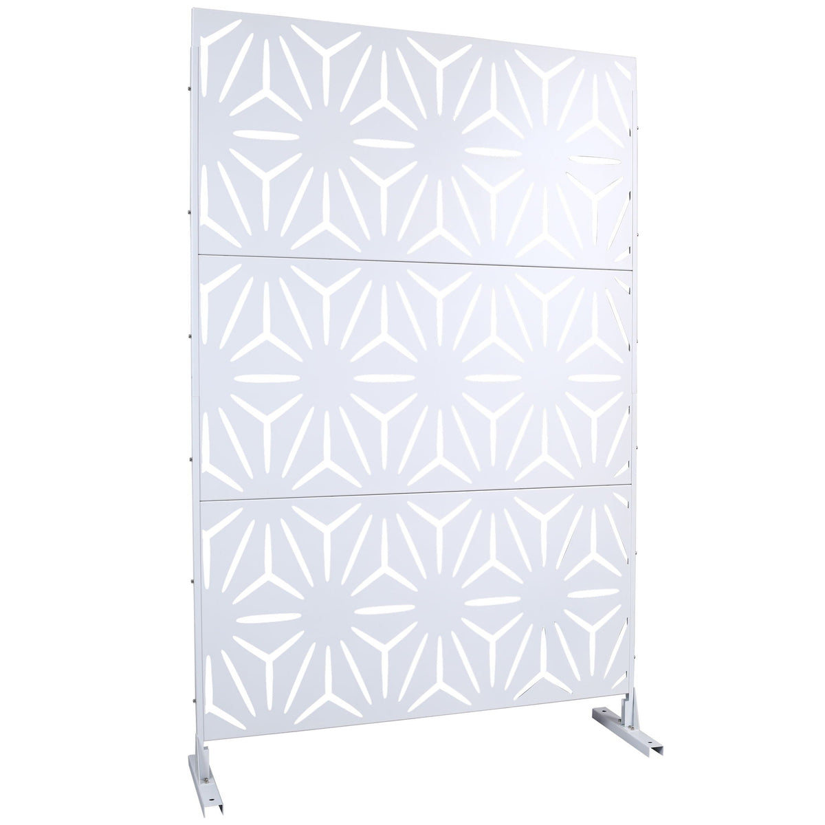 Metal Privacy Screen Room Divider with Freestanding Panels - Black, White, Dark Brown, photo 8 of 40