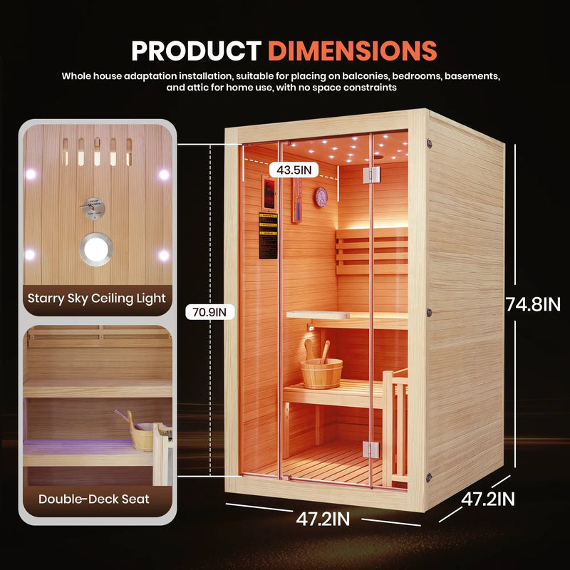 Double-Person 3000W Heating Furnace Sauna Room by HouseOfZazla