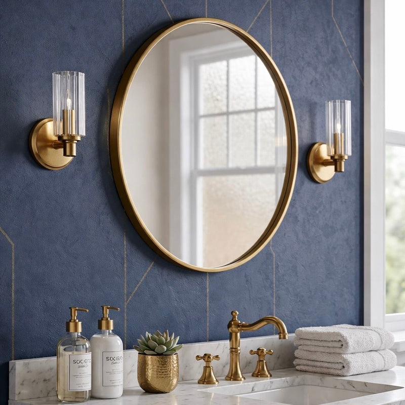 Jardin Single Light Wall Sconce With Clear Ribbed Satin - Clear / Gold, photo 2 of 8