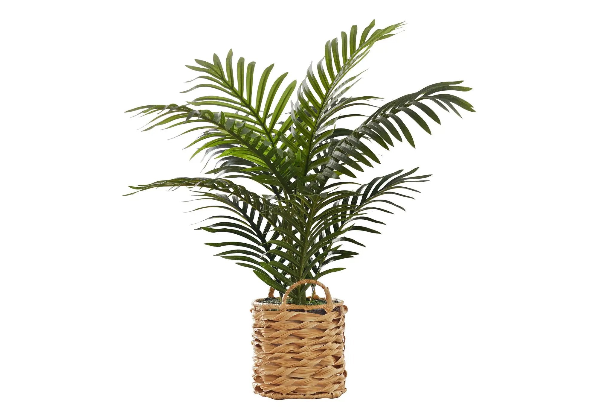 24" Tall, Artificial Plant, Palm, Indoor, Faux, Fake, Table, Floor, Greenery, Potted, Real Touch, Decorative - Green / Beige by Unique Piece Furniture
