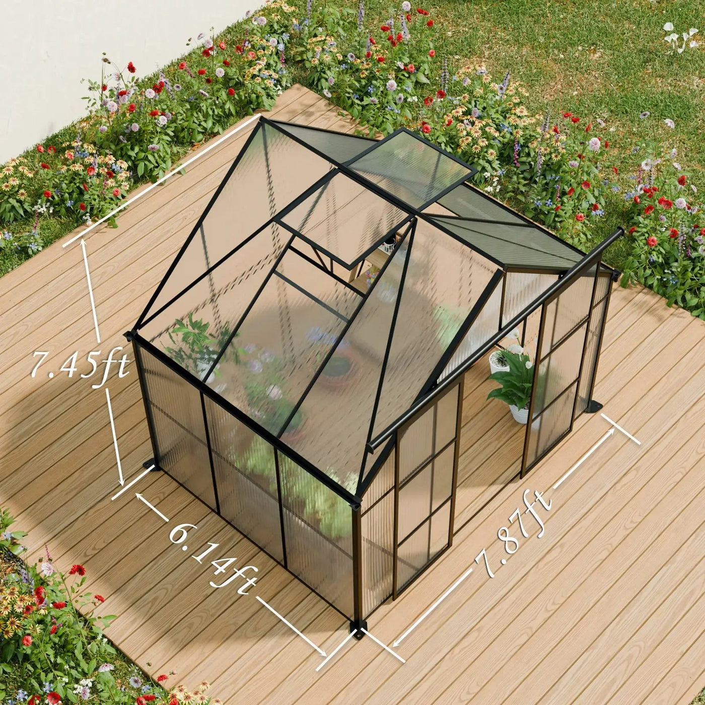 Double Door Polycarbonate house Raised Base And Anchor Aluminum Heavy Duty Walk In houses For Outdoor Backyard In All Season by HouseOfZazla