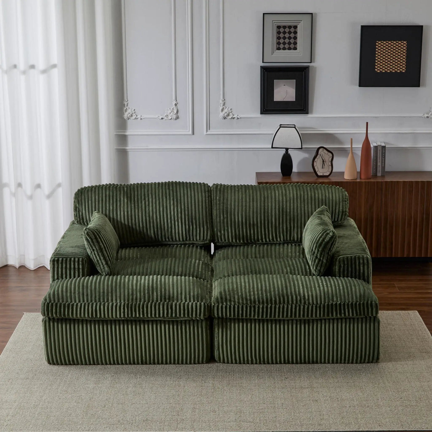 Double Chaise Lounge Chair, Oversized Upholstered Sleeper Cloud Couch by HouseOfZazla