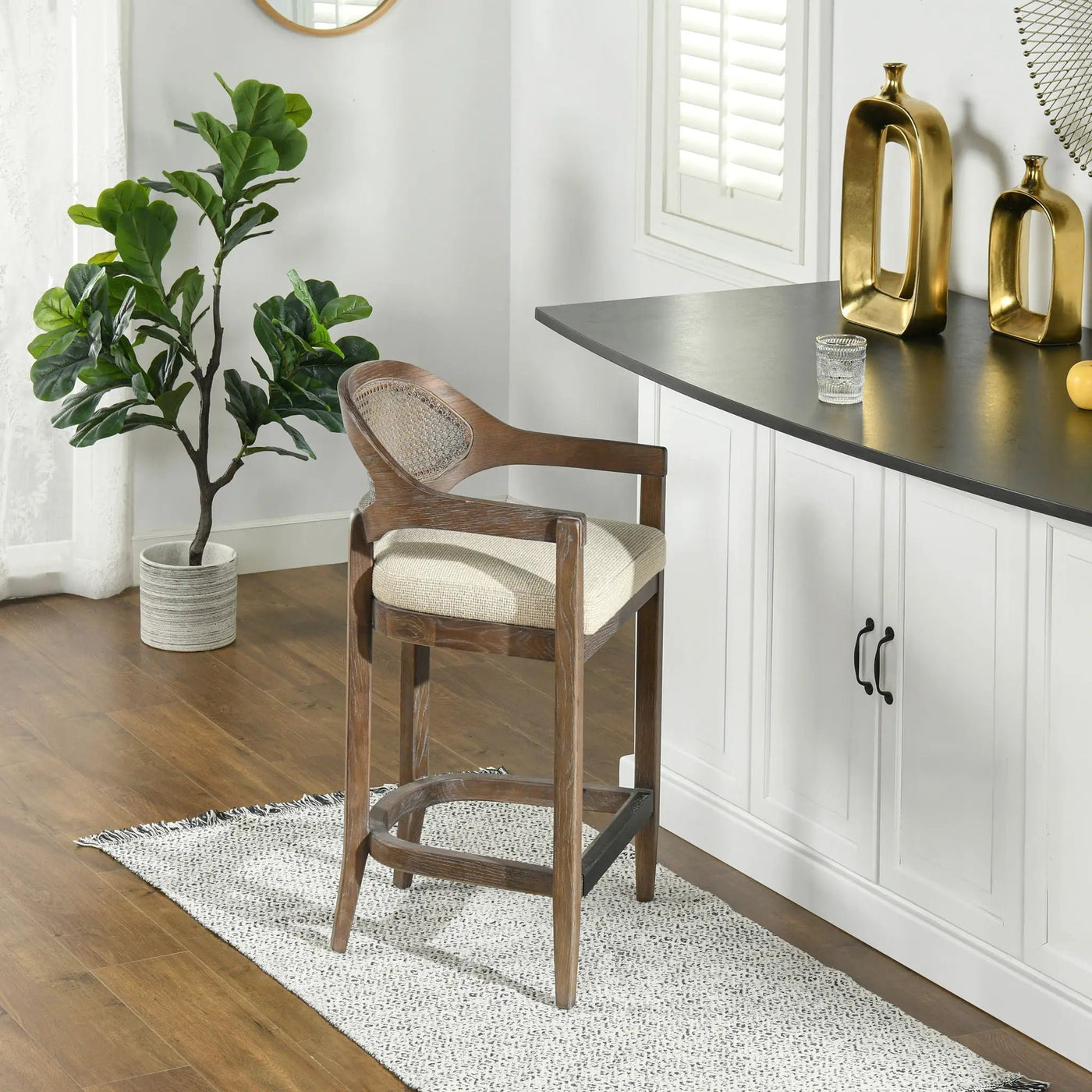 Americana - Mid-Century Modern Cane Back Counter Stool by HouseOfZazla