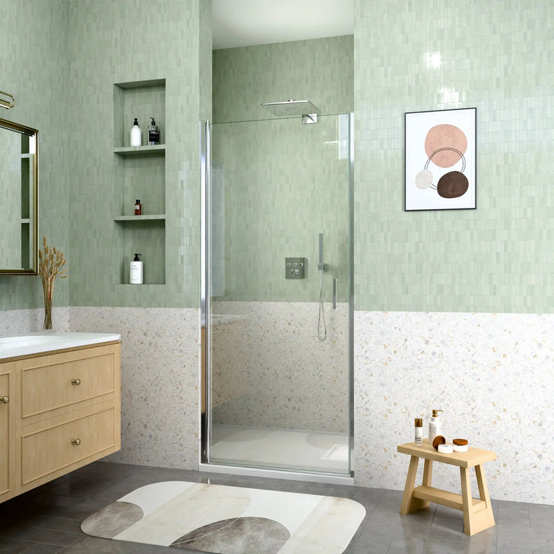 34" W x 72" H Semi-Frameless Circular Pivot Shower Door by HouseOfZazla