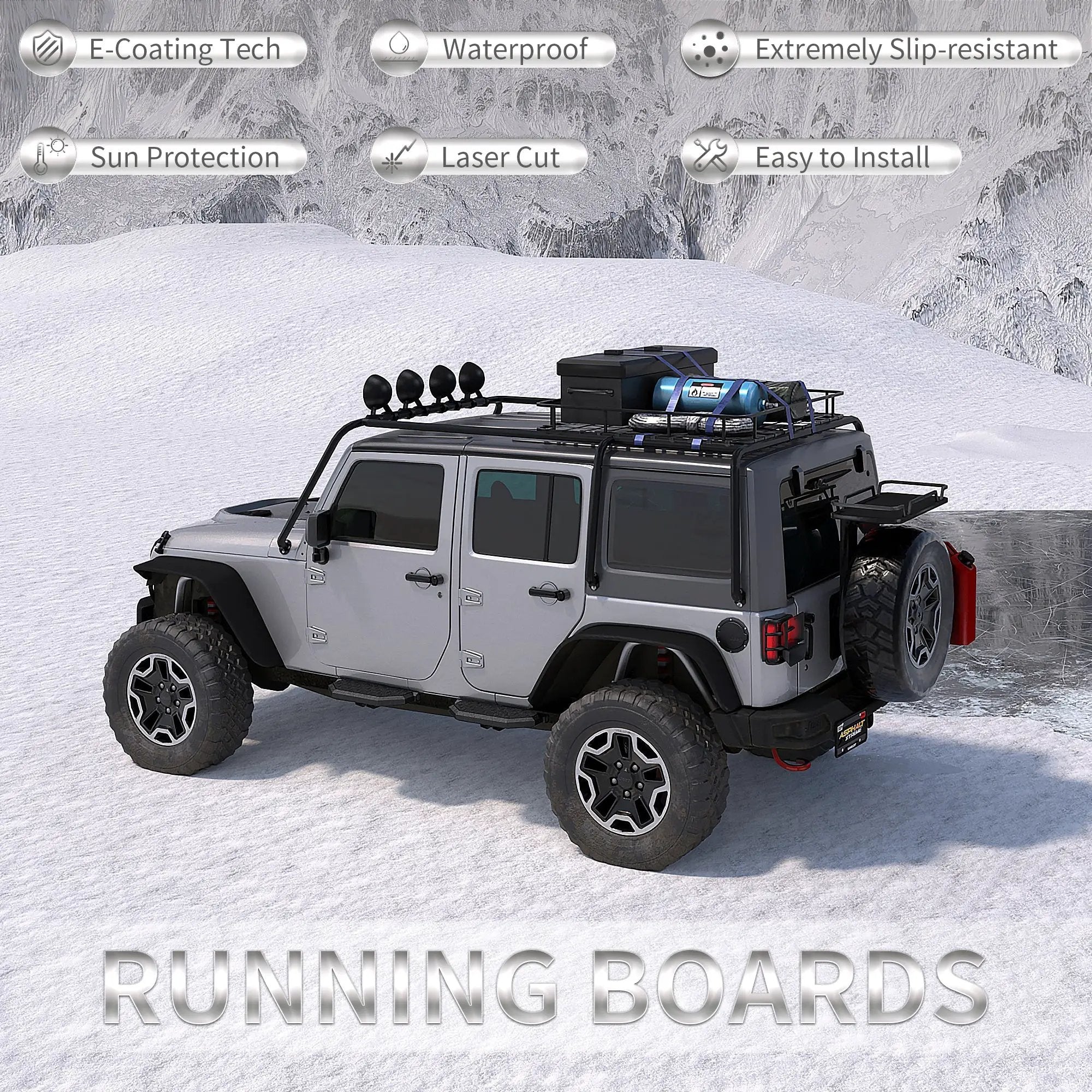 Running Boards for 07-18 Jeep Wrangler JK JKU 4 Doors by HouseOfZazla