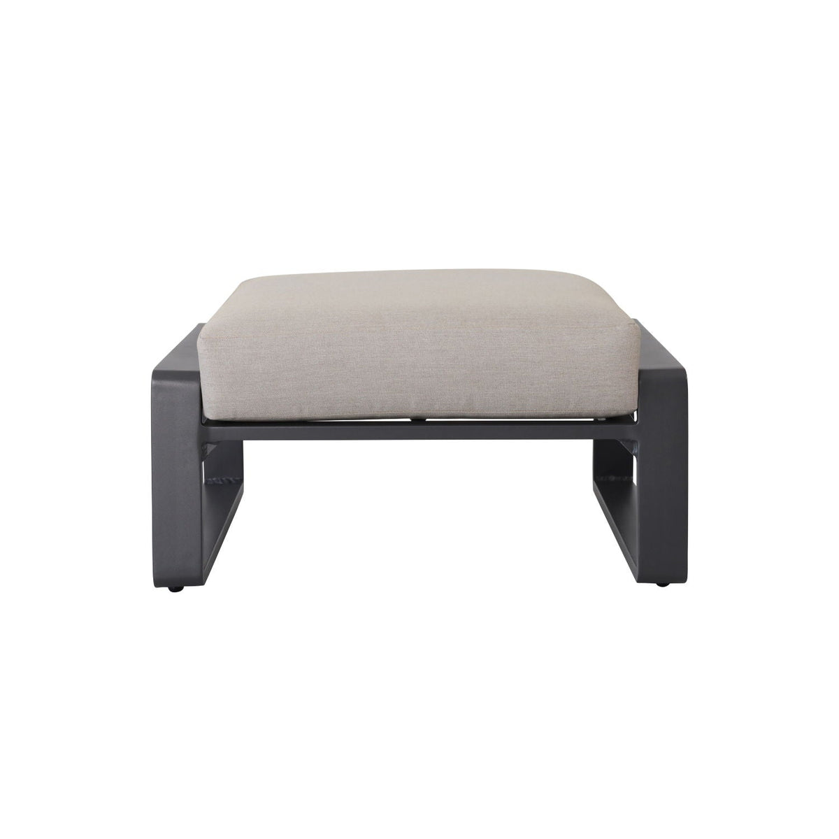 Light Brown Outdoor Ottoman Set with Aluminum Frame and Removable Cushions - Set of 2