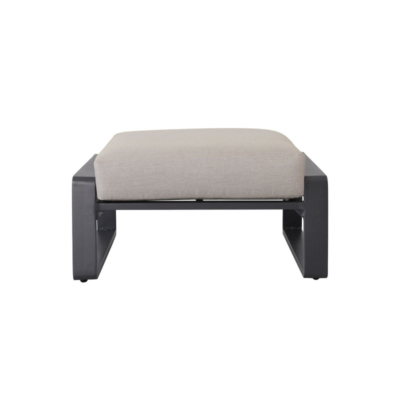 Light Brown Outdoor Ottoman Set with Aluminum Frame and Removable Cushions - Set of 2