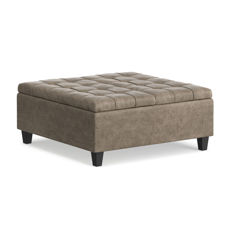 Harrison - Square Coffee Table Ottoman - Brown by HouseOfZazla