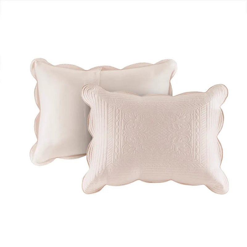 3 Piece Reversible Scalloped Edge Quilt Set - Blush King/Cal King by HouseOfZazla