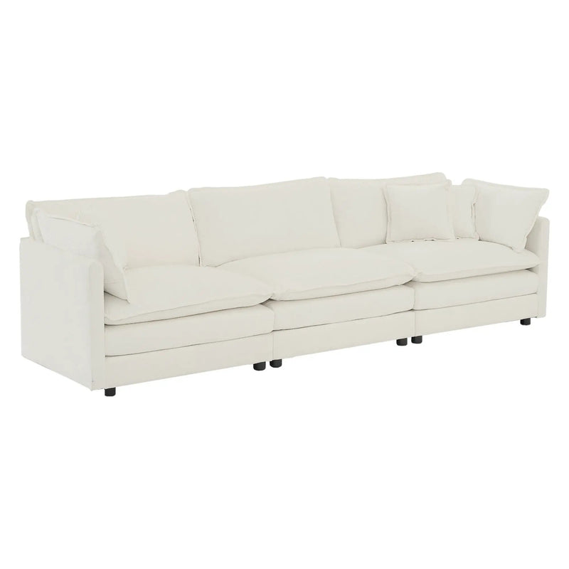 Mid-Century Modern Couch 3-Seater Sofa with Chenille Fabric by HouseOfZazla