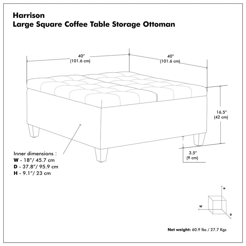 Harrison - Upholstered Coffee Table Storage Ottoman by Unique Piece Furniture