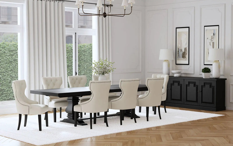 Florence 9-piece 126-inch Extension Dining Table Set Distressed Black by Unique Piece Furniture