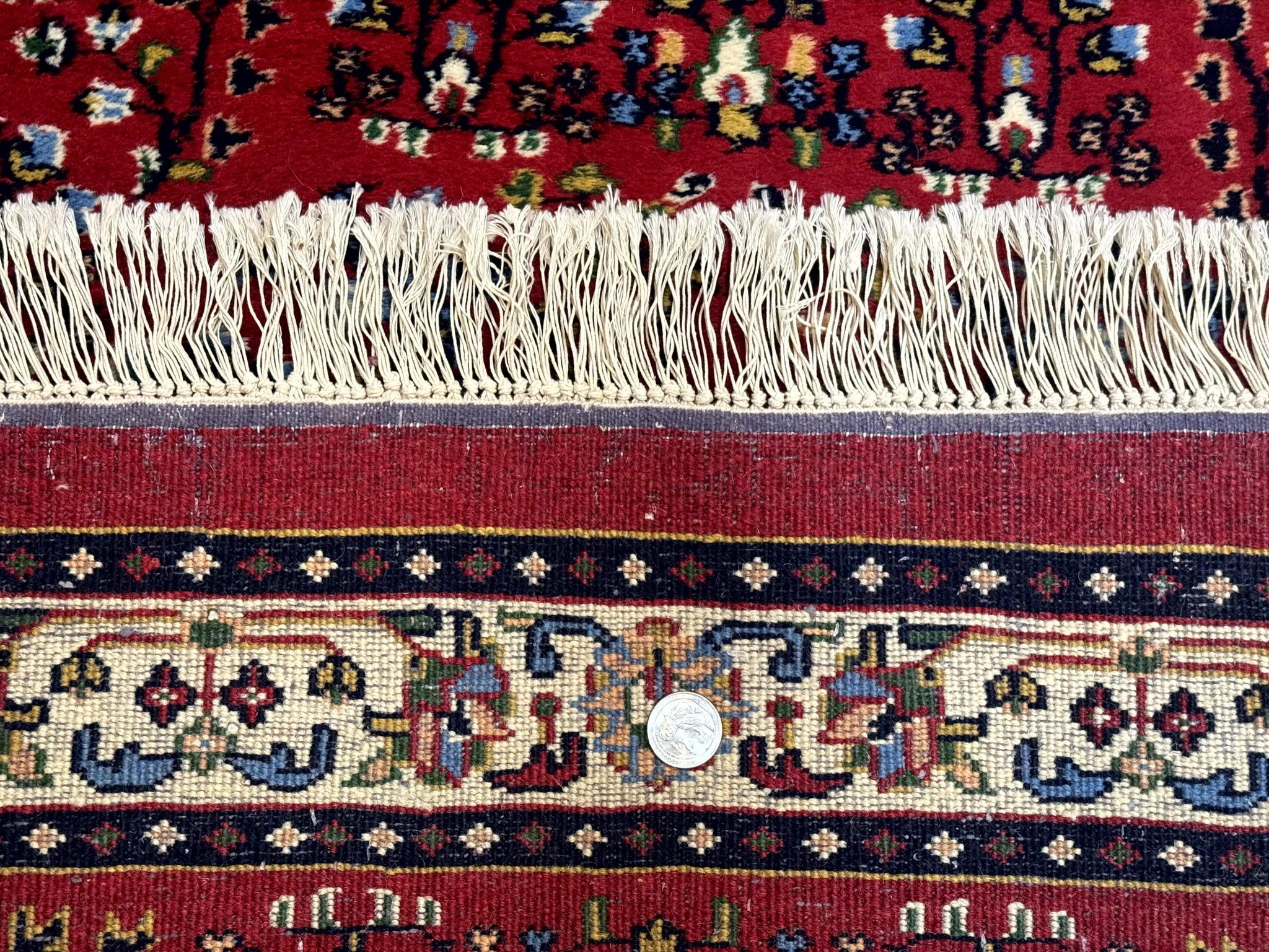 Indo Persian Sarouk Runner Rug 3 x 12, Red and Cream, Allover Pattern, 12ft Runner, Hand Knotted by Jewel Rugs