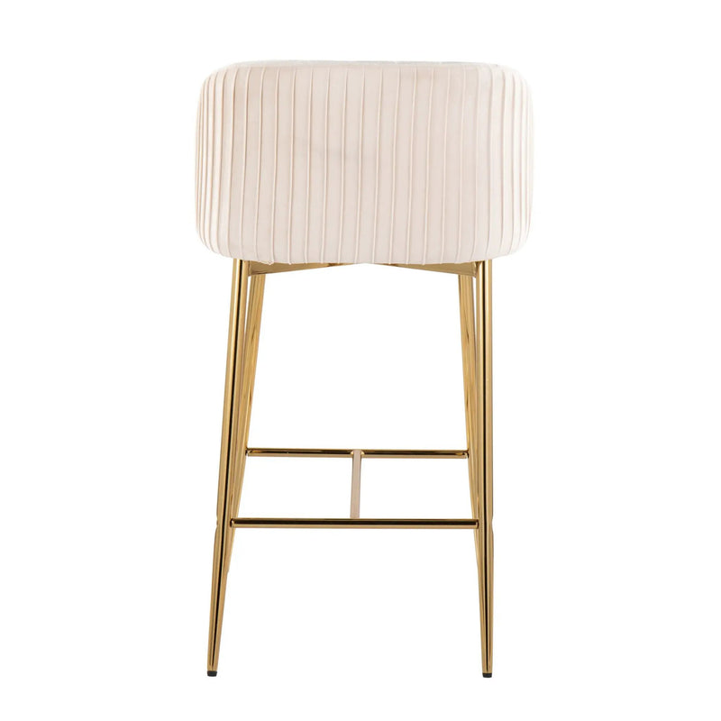 Fran - Pleated Contemporary / Glam Fixed Height Counter Stool (Set of 2) by HouseOfZazla
