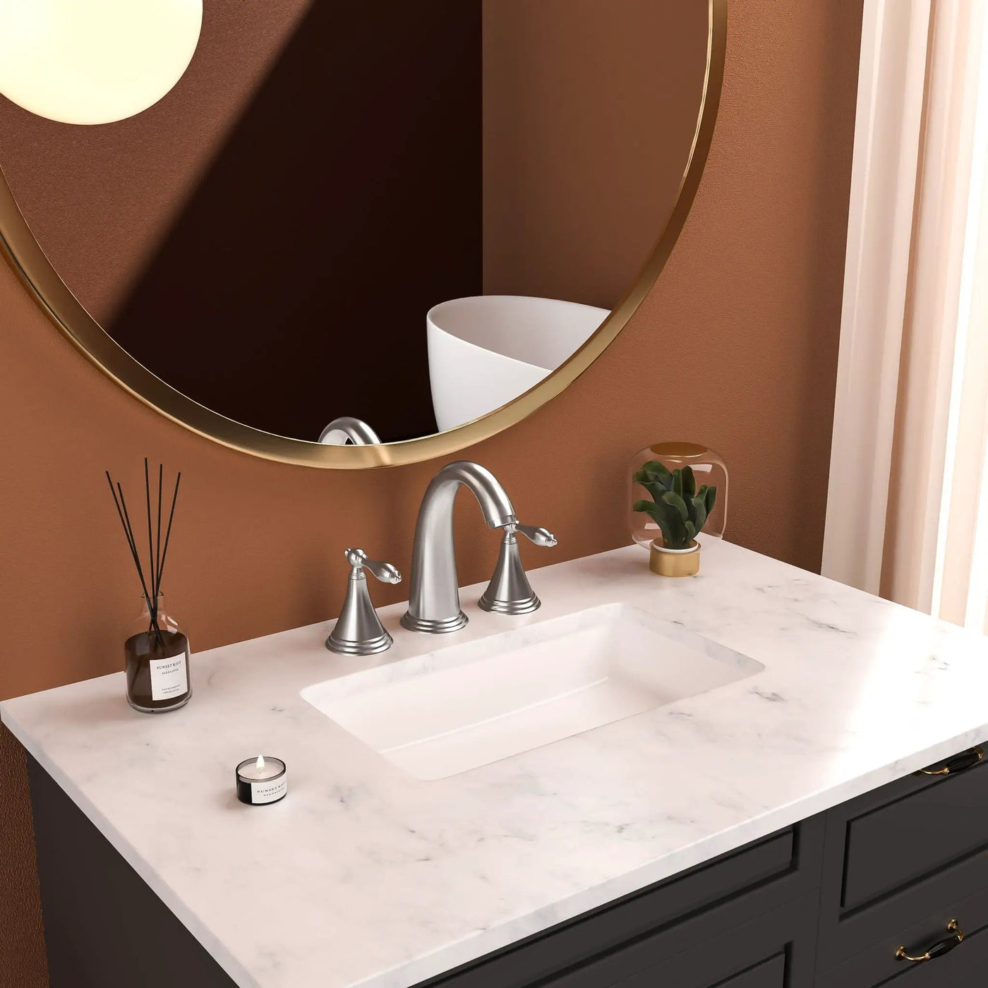 Elegant 2 Handle Widespread Bathroom Faucet With Pop Up Drain And Water Supply Lines by HouseOfZazla