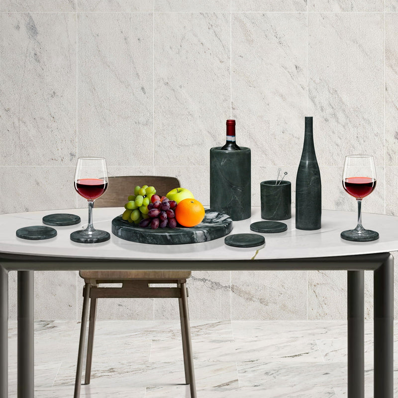 10 Pieces Luxury Natural Marble Dining Room Accessories Set by HouseOfZazla