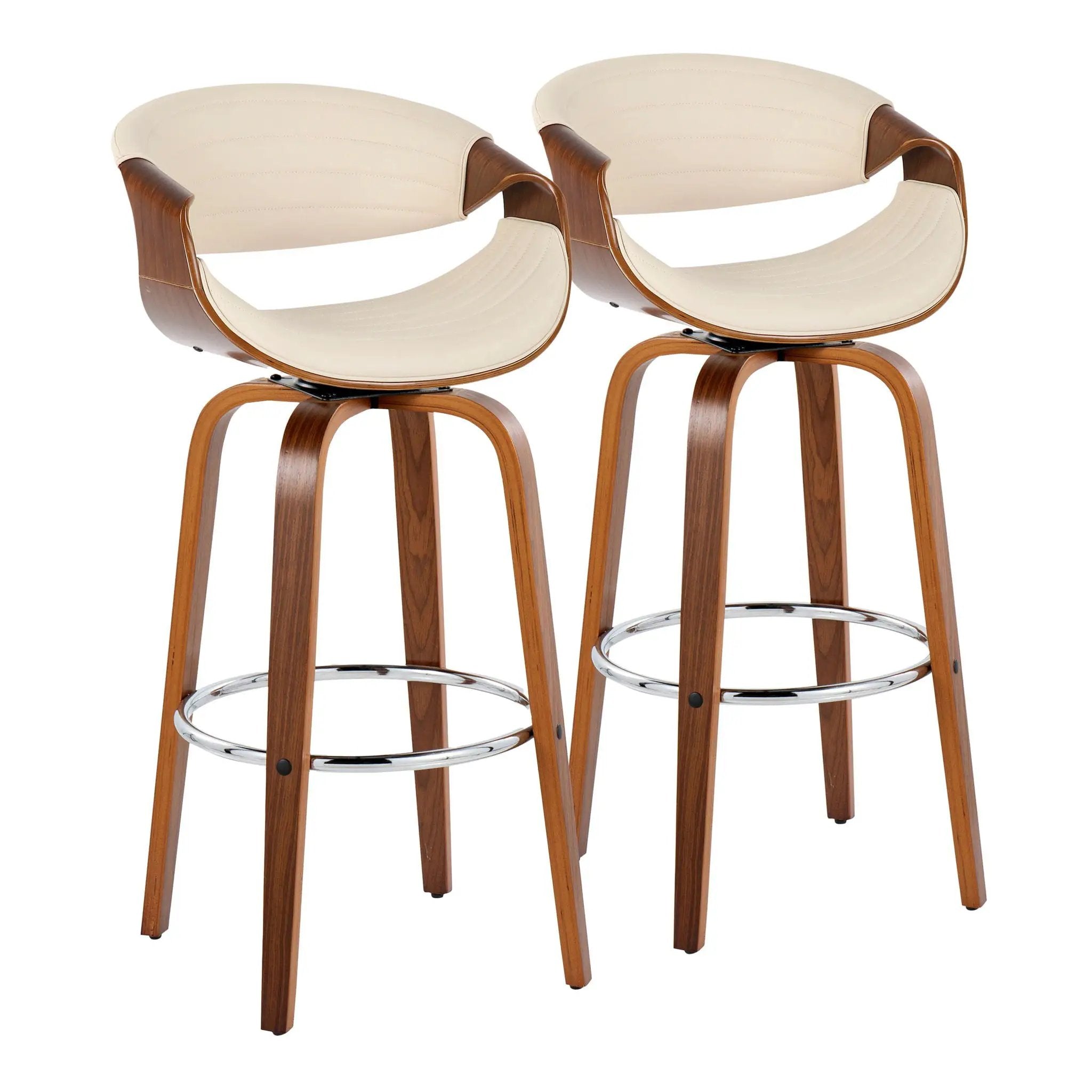 Symphony - Mid Century Modern Fixed Height Barstool With Swivel With Round Footrest (Set of 2) by Unique Piece Furniture