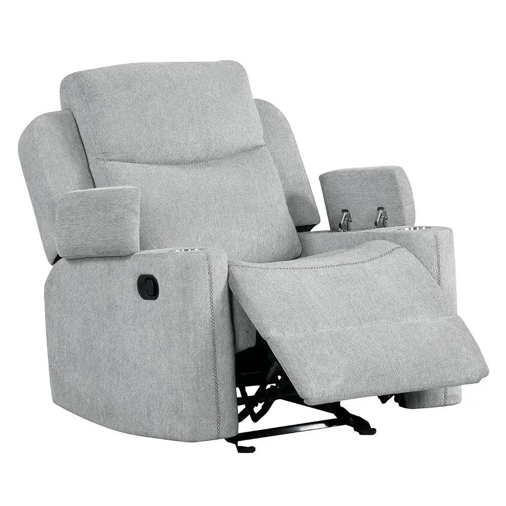 Galya - Motion Glider Recliner - Light Gray Chenille by Unique Piece Furniture