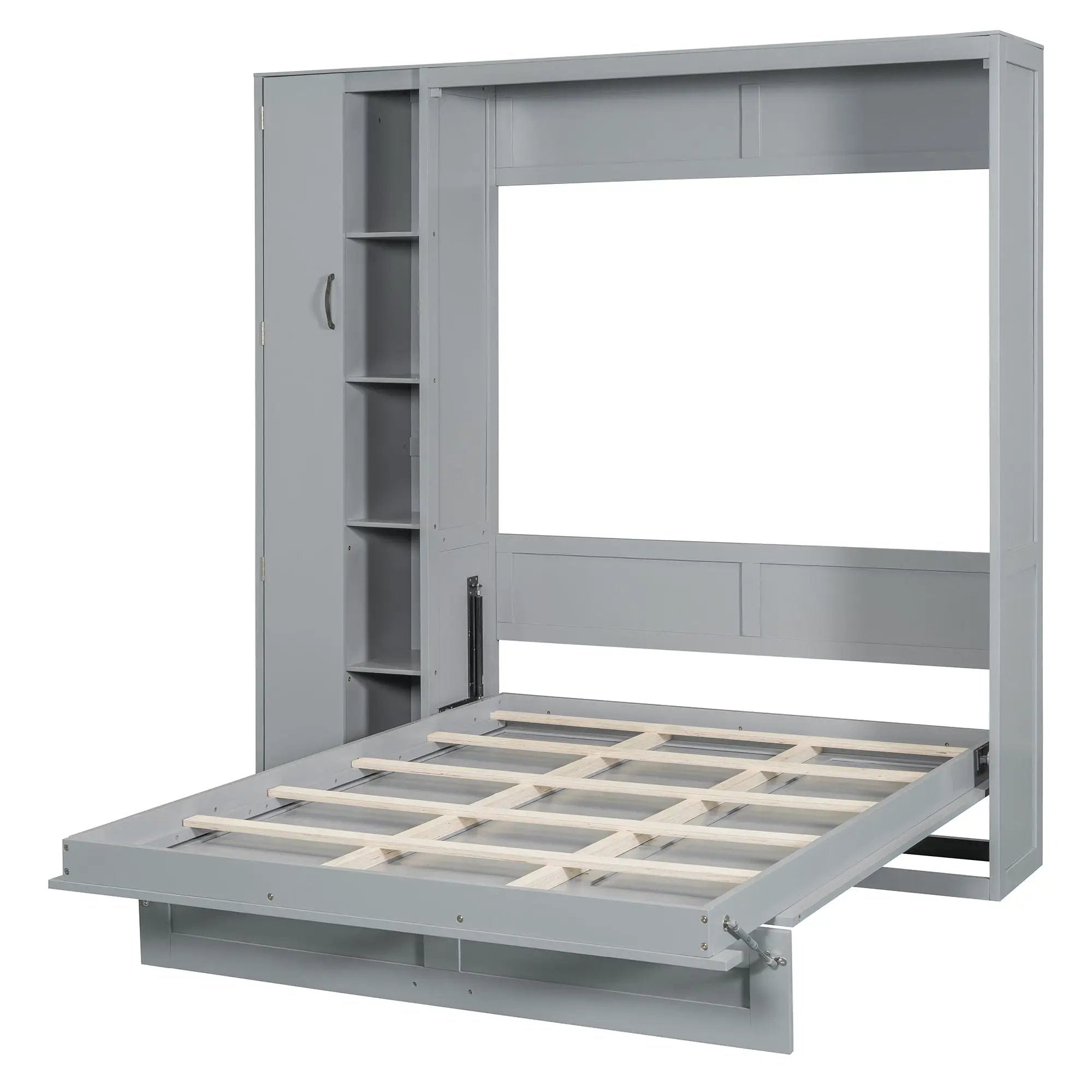 Murphy Wall Bed With Shelves, Wardrobe And LED Lights