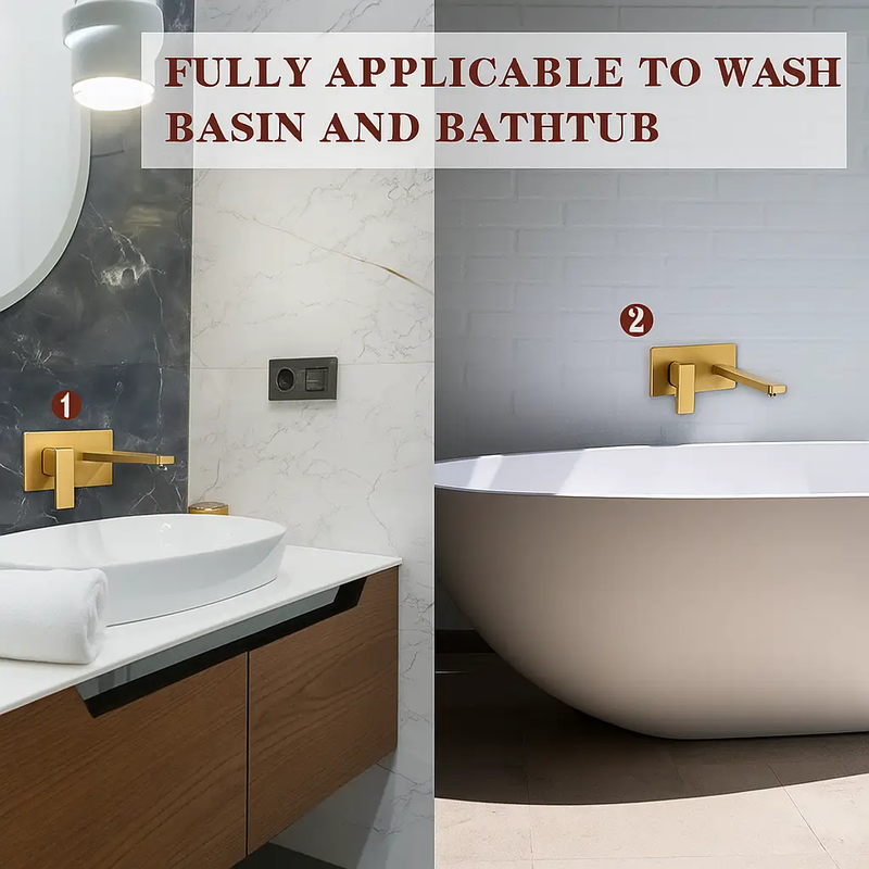 Wall Mount Faucet for Bathroom Sink or Bathtub, Single Handle by HouseOfZazla