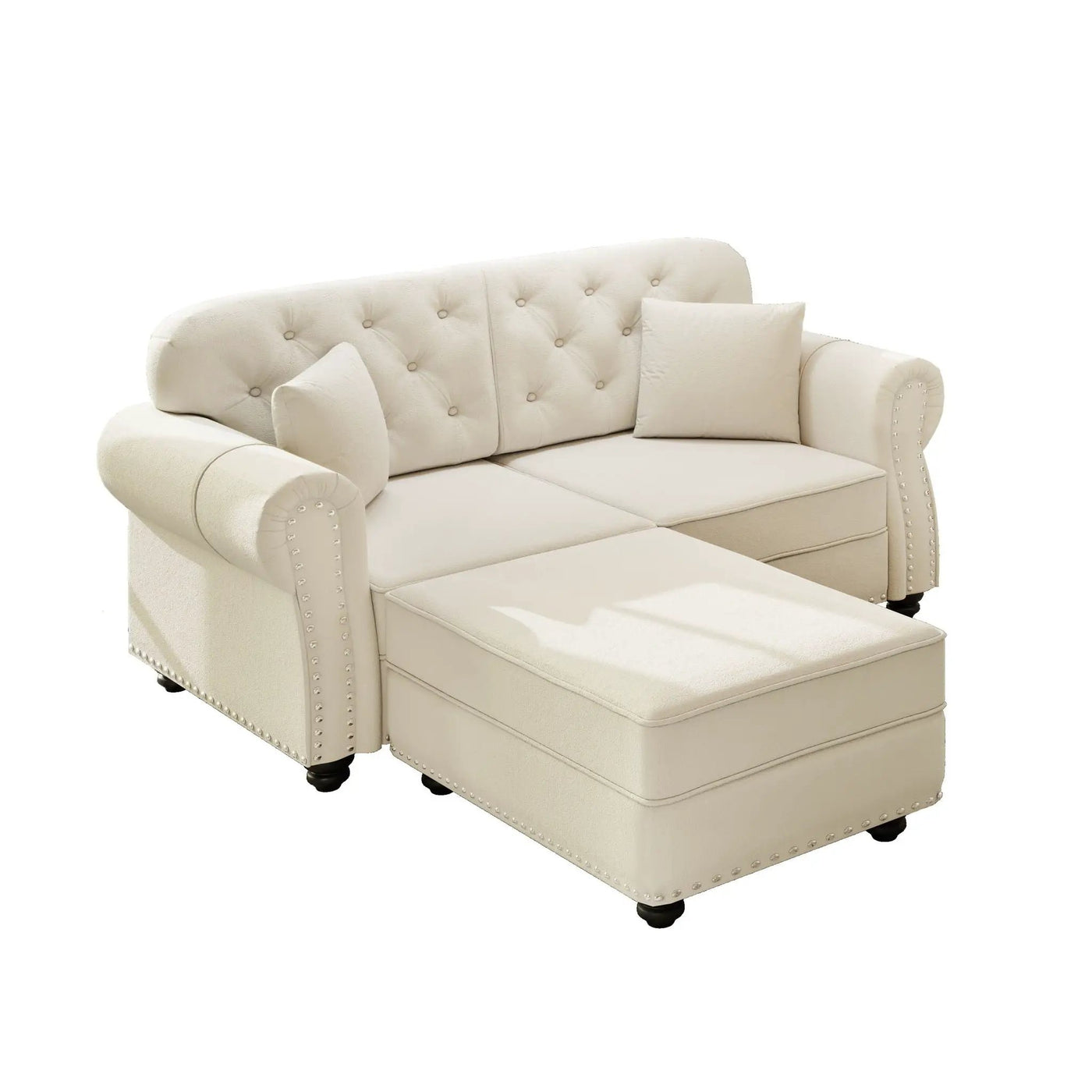 Upholstered Sofa Set With Nailhead Trim And Rolled Armrests, Includes Pillows by HouseOfZazla