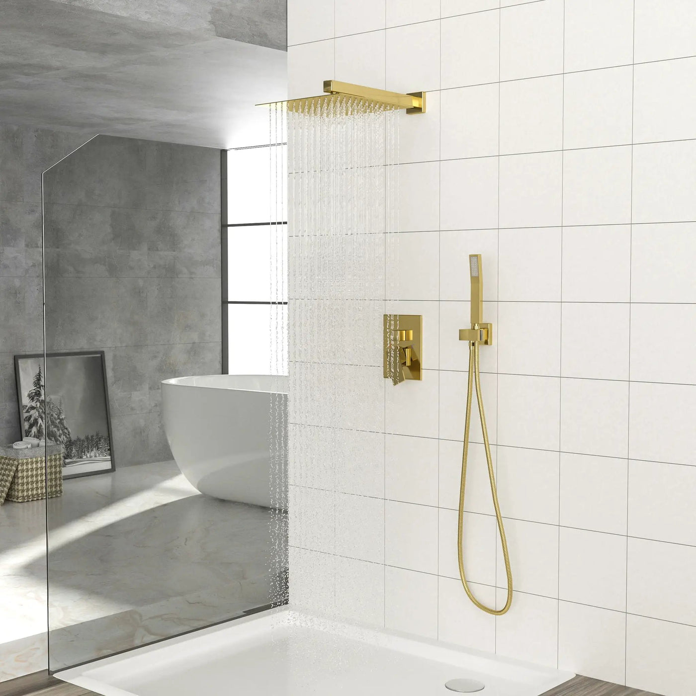 Dual Shower Head 10" Wall Mounted Square Shower System by HouseOfZazla