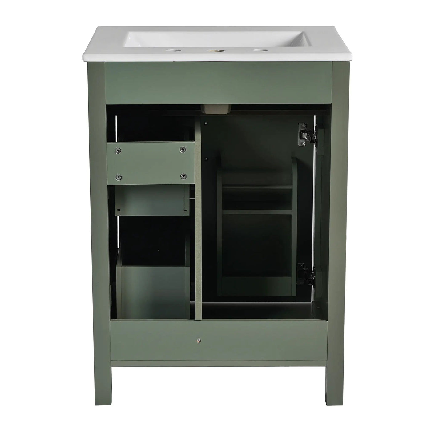 Elegant Bathroom Vanity With Ceramic Sink, Soft Close Doors And Drawers, Double Storage Racks by HouseOfZazla