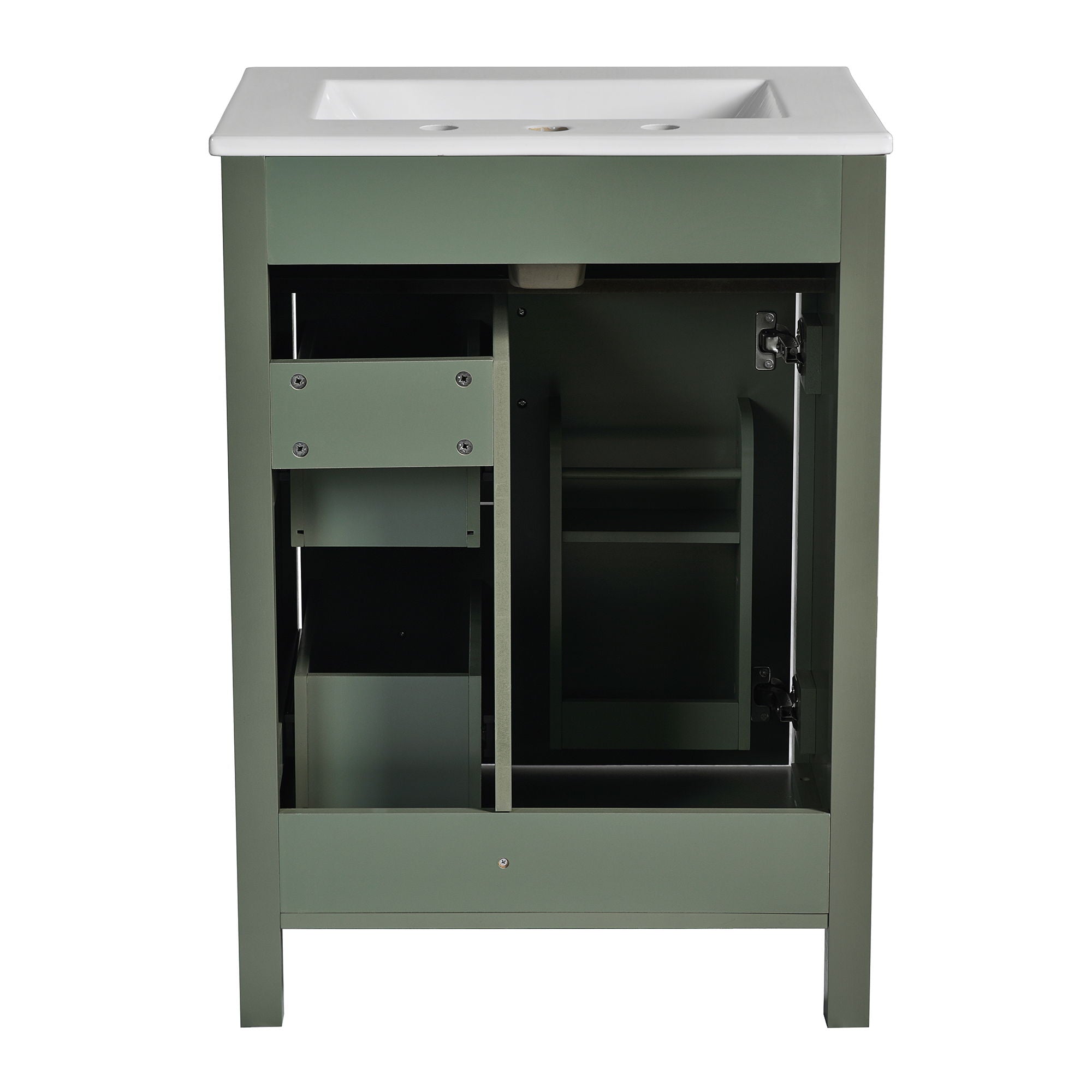 Elegant Bathroom Vanity With Ceramic Sink, Soft Close Doors And Drawers, Double Storage Racks by HouseOfZazla