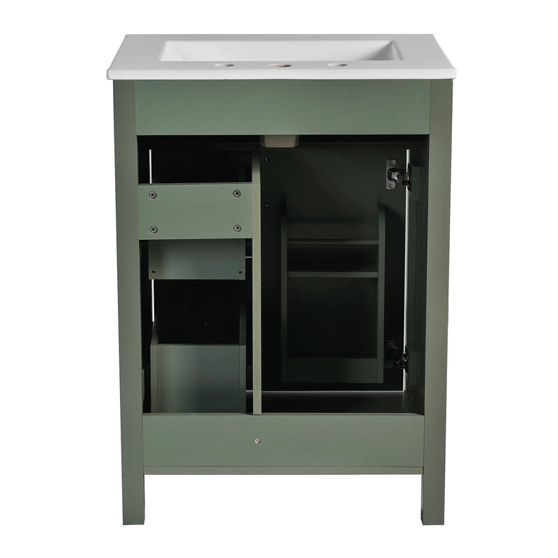 Elegant Bathroom Vanity With Ceramic Sink, Soft Close Doors And Drawers, Double Storage Racks by HouseOfZazla