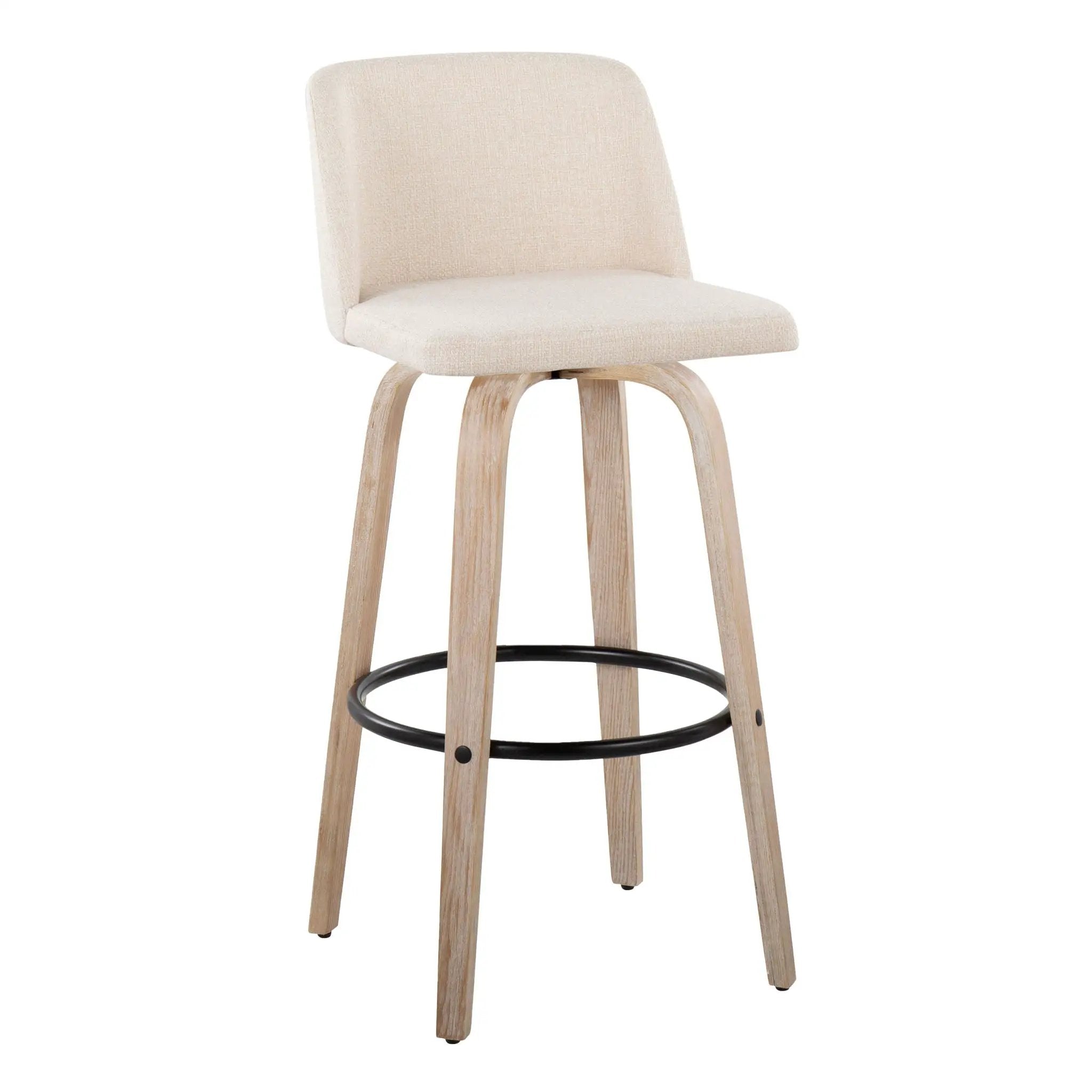 Toriano - Mid-Century Modern Fixed Height BarStool With Round Footrest (Set of 2) by Unique Piece Furniture